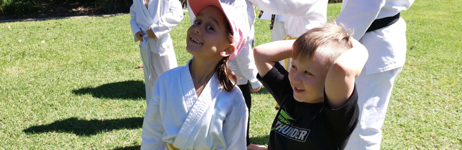 Happy karate kids